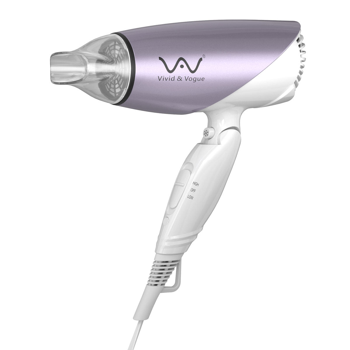VAV イオンドライヤー 折りたたみ式 1200Wへアードライヤー ノズル付き 風温&風量調節可 収納便利
