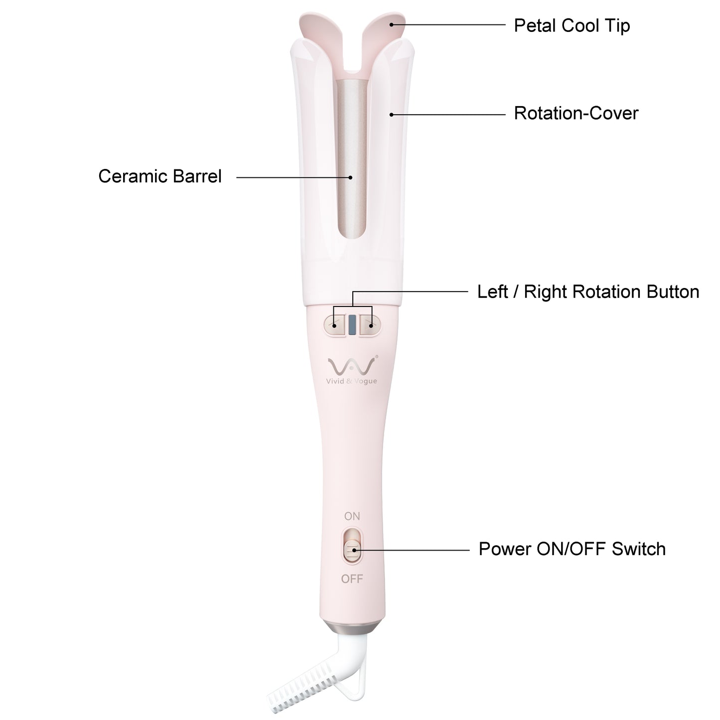 VAV Automatic Curling Iron,Hair Curler Automatic Rotating with One-Click,1.25inch Curling Wand for Long/Medium Hair, 32mm Hair Waving Style Tool