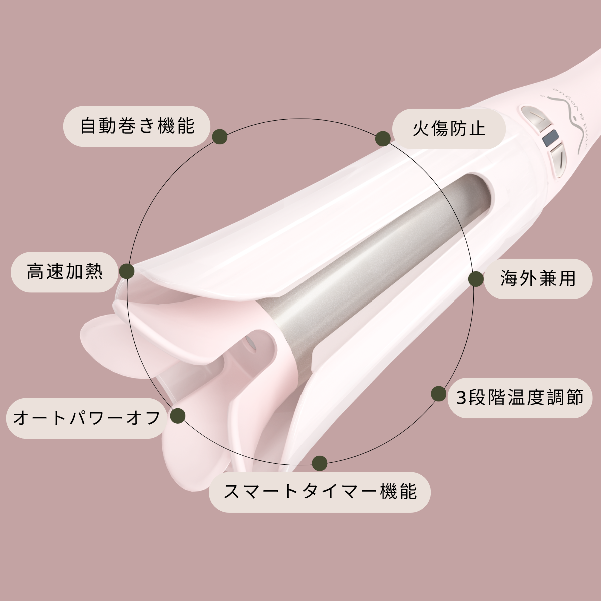 VAV 自動巻きヘアアイロン 160～200℃温度調節可 オートカールアイロン 32ｍｍコテ 簡単便利 スタイリング カーリングワンド 初心者/不器用さん向け 海外兼用