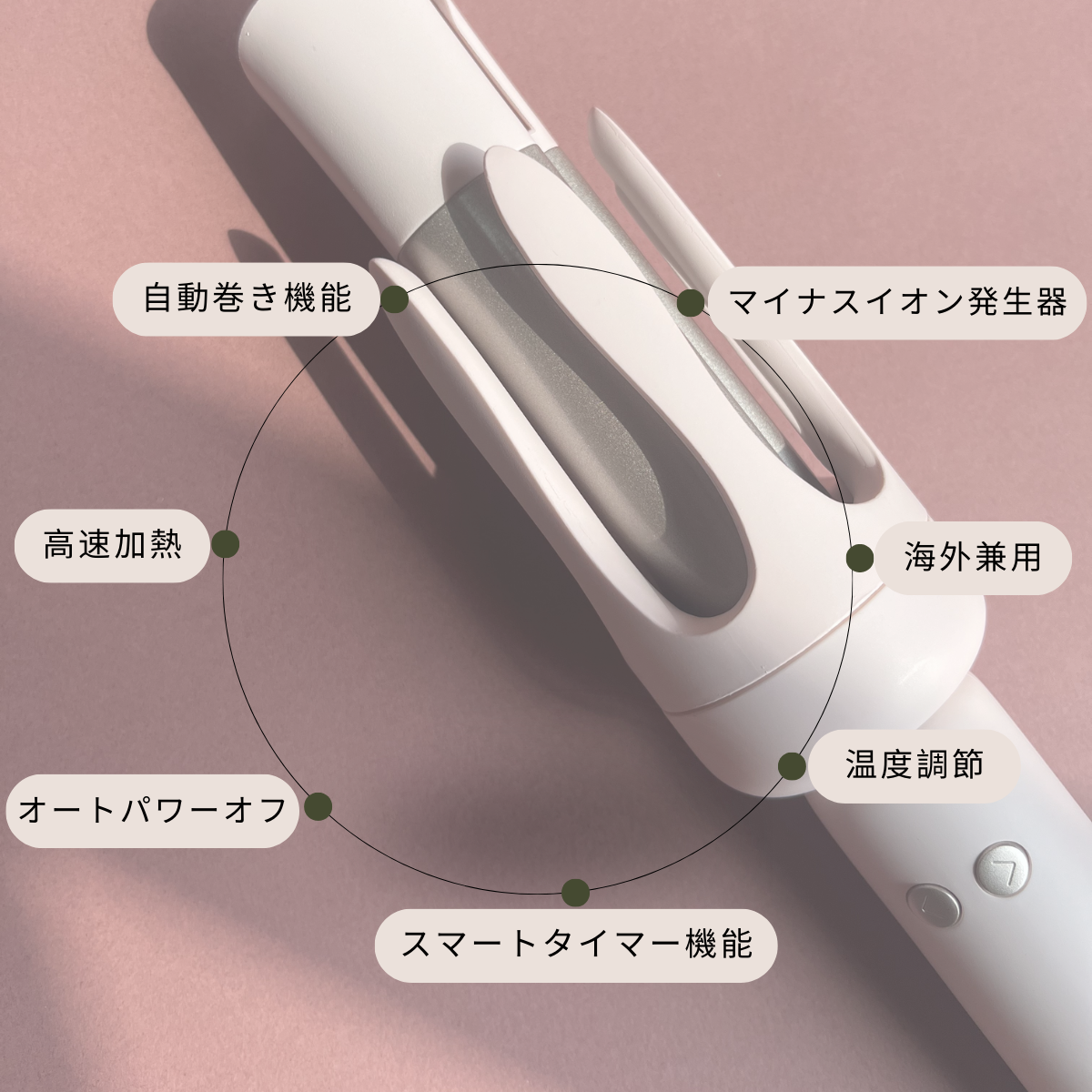 VAV オートカールアイロン 32ｍｍ 自動巻きヘアアイロン 簡単操作 スタイリング 初心者/不器用さんに向け こて160~220℃温度4段階調節可 スマートタイマー カーリングワンド 100～240Ⅴ海外兼用