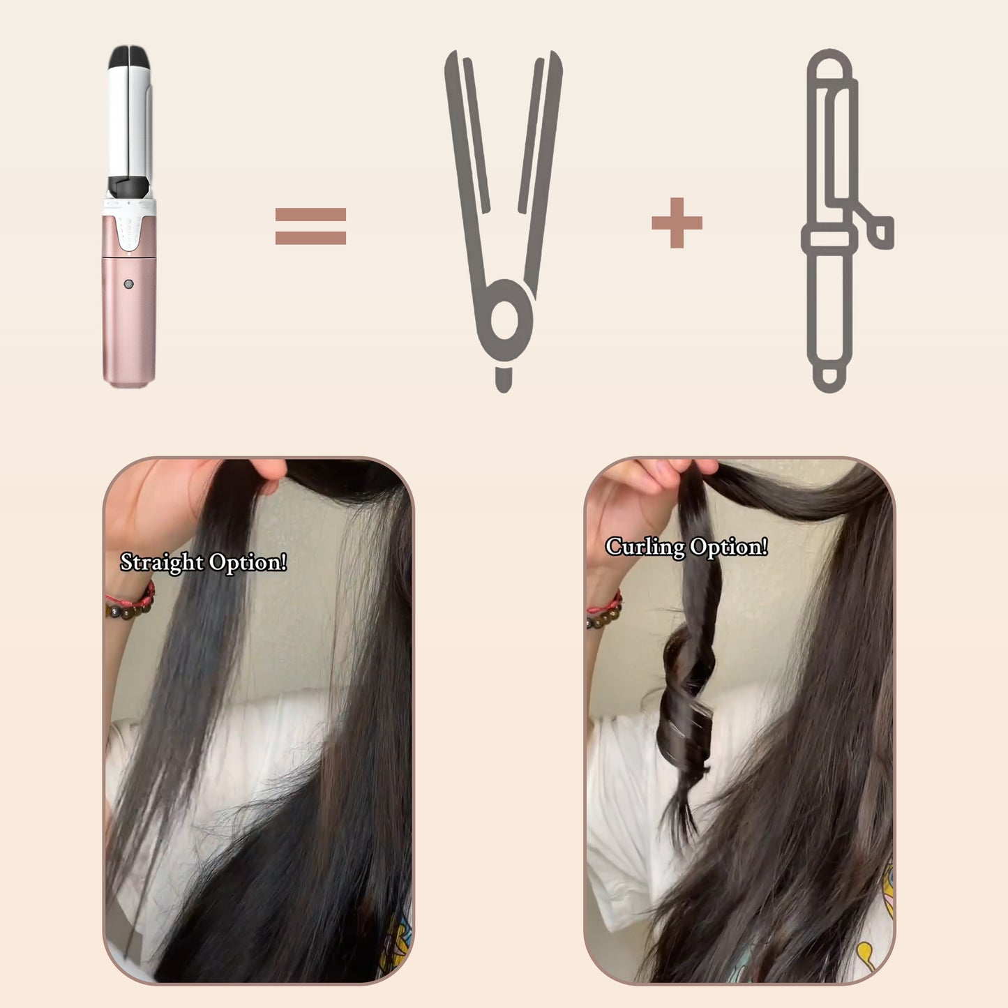 VAV 2IN1 Travel Straightener &amp; Curling Iron, 2-way Mini Hair Iron, Dual-use Curling Iron, Portable, Suitable for Overseas Use 