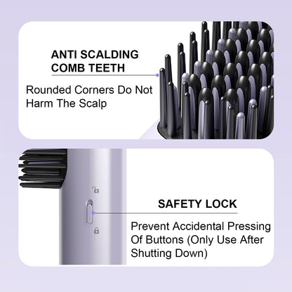 Vivid&Vogue Cordless Hair Straightener Brush, 2 in 1 Curling & Straightening Brush with 200 Million Negative Ions, Mini Travel Hot Straightener Comb for Women, Fast Heating & Dual Voltage