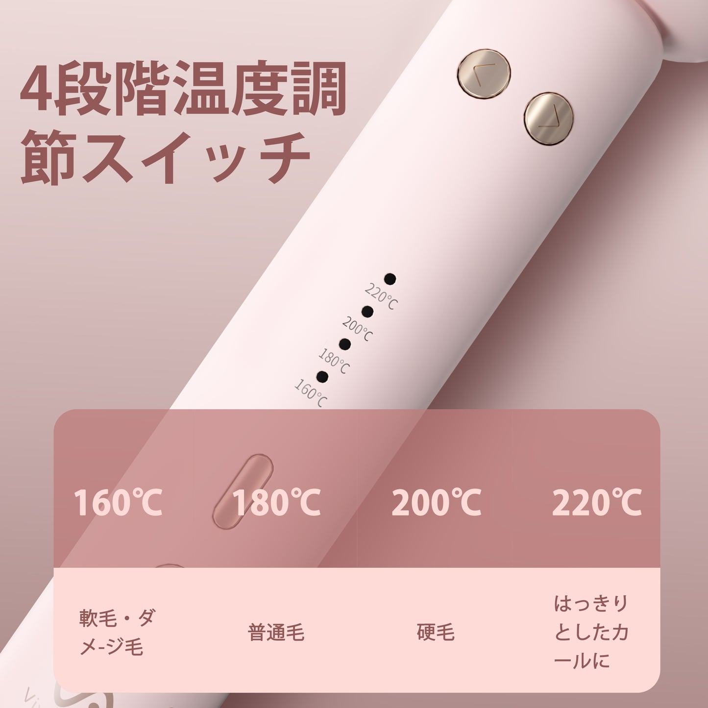 VAV オートカールアイロン 32ｍｍ 自動巻きヘアアイロン 簡単操作 スタイリング 初心者/不器用さんに向け こて160~220℃温度4段階調節可 スマートタイマー カーリングワンド 100～240Ⅴ海外兼用