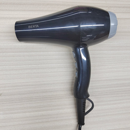 BERTA Professional Powerful Hair Dryer Negative Ionic 2 Speeds and 3 Temperature Settings and Cool Shot Button 1875w AC Motor Fast Drying Blow Dryer with Concentrator